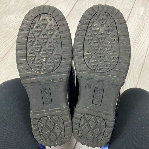 Totes elastic tie with cinch close rubber bottom winter boots black sz 6 - Picture 9 of 10